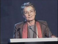 Christine Delphy speaking at the 50th anniversary of Le Monde Diplomatique